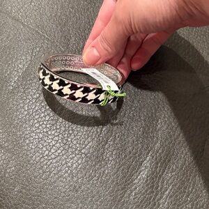 Vera Bradley midnight houndstooth silver tone bangle bracelet